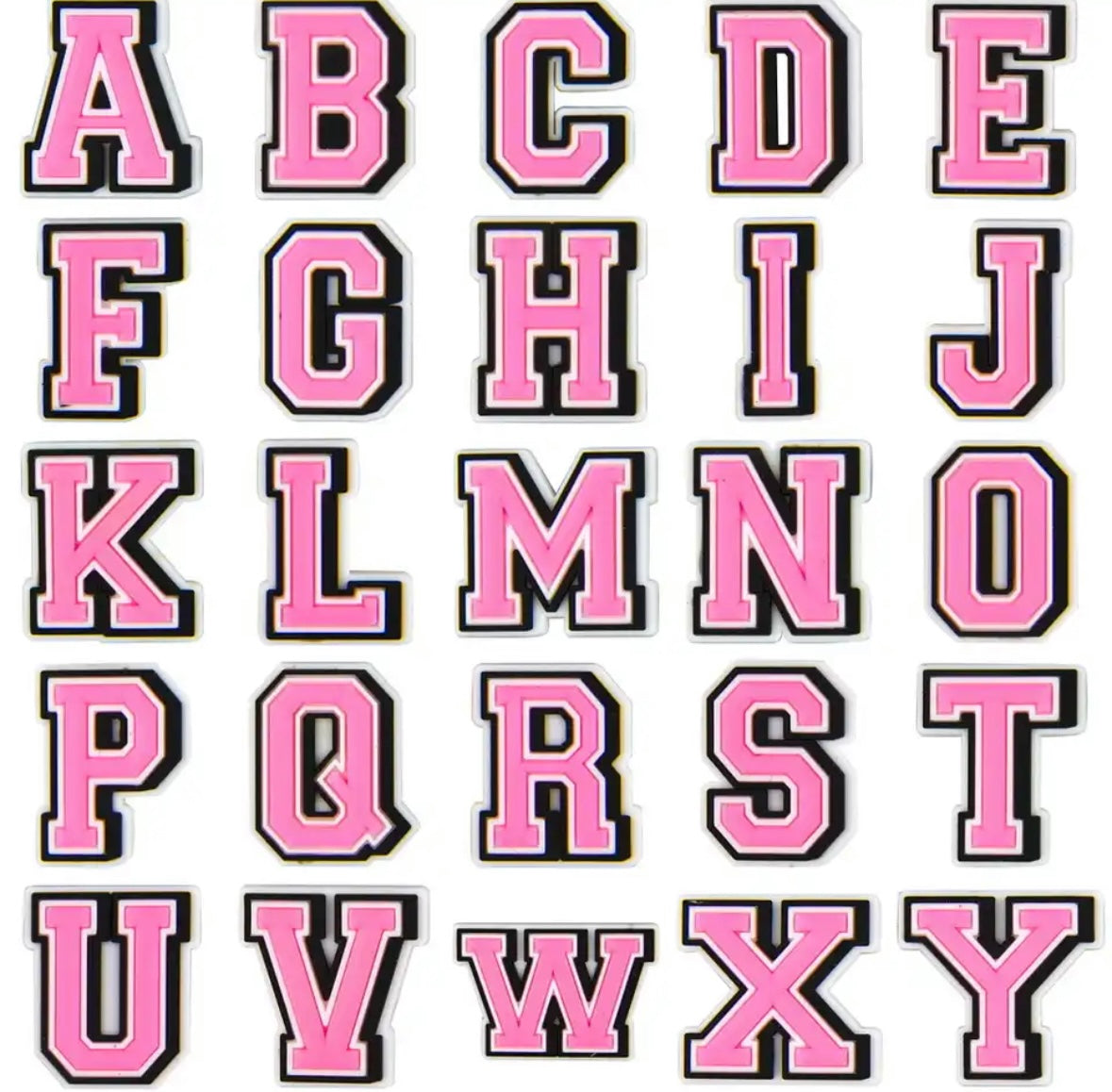 Pink Letters Alphabet Croc Charm