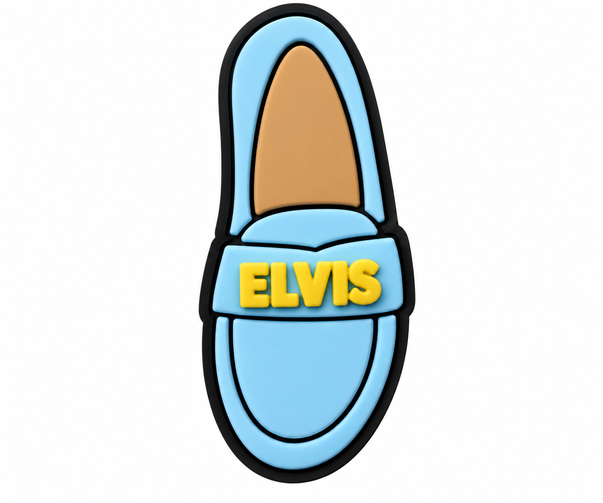Elvis Blue Suede Shoes Croc Charm