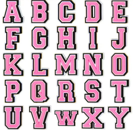 Pink Letters Alphabet Croc Charm