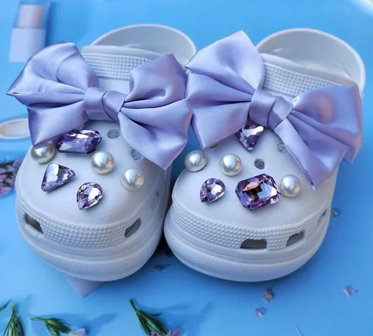 Lilac Bow Pearls & Diamond Set