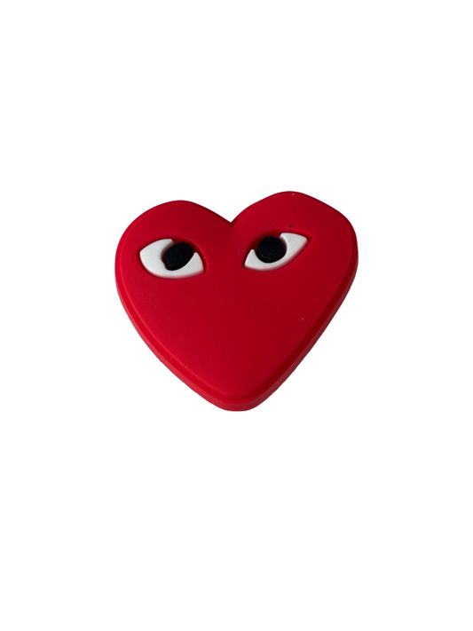 Red Play Heart Croc Charm