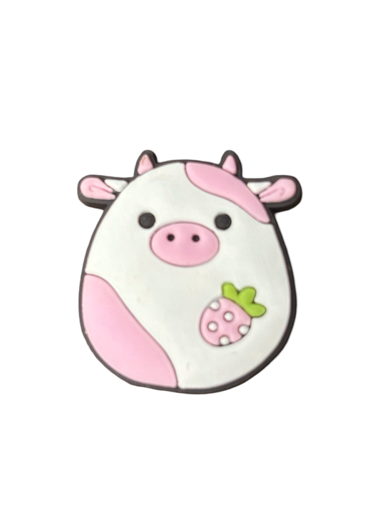 Pink Cow Strawberry Squishmallow Croc Charm